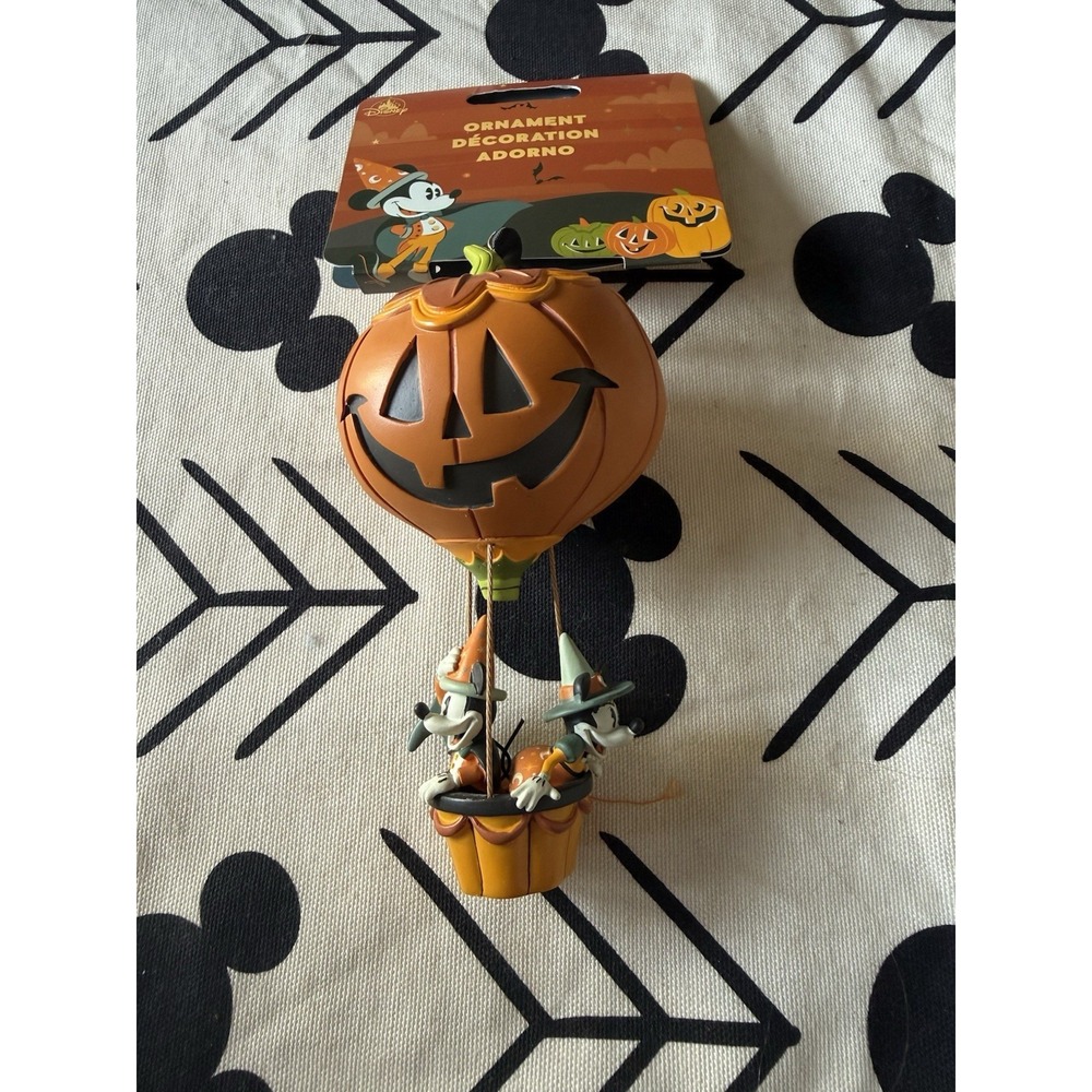 DISNEY MICKEY & MINNIE HALLOWEEN JACK-O-LANTERN  HOT AIR BALLOON ORNAMENT NWT
